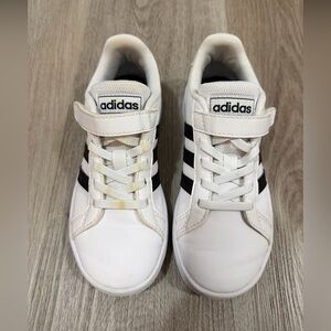 Adidas Kids White and Black Striped Sneakers